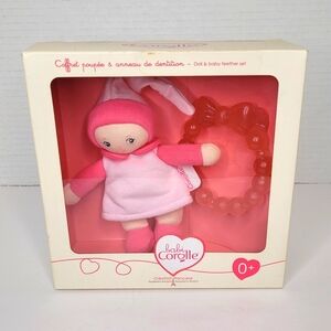 Babi Corolle Mini Miss Grenadine Pink Doll & Teether Gift NEW in Box